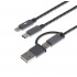 Xtech Cable USB A/C Hembra - USB C Micro USB A/Lightning Hembra, 1.2 Metros, Negro  1