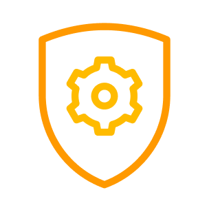 Icono de escudo con engrane en el centro