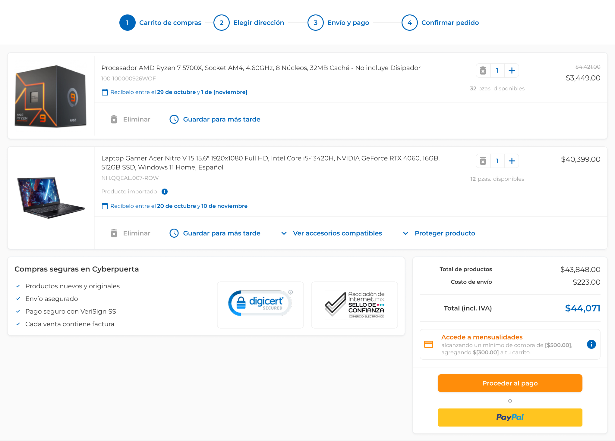 Confirma tu pedido fácilmente