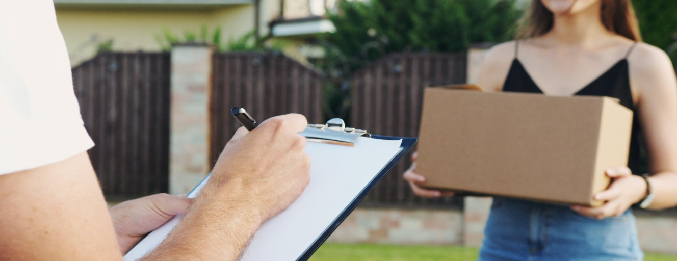 Persona cargando una caja