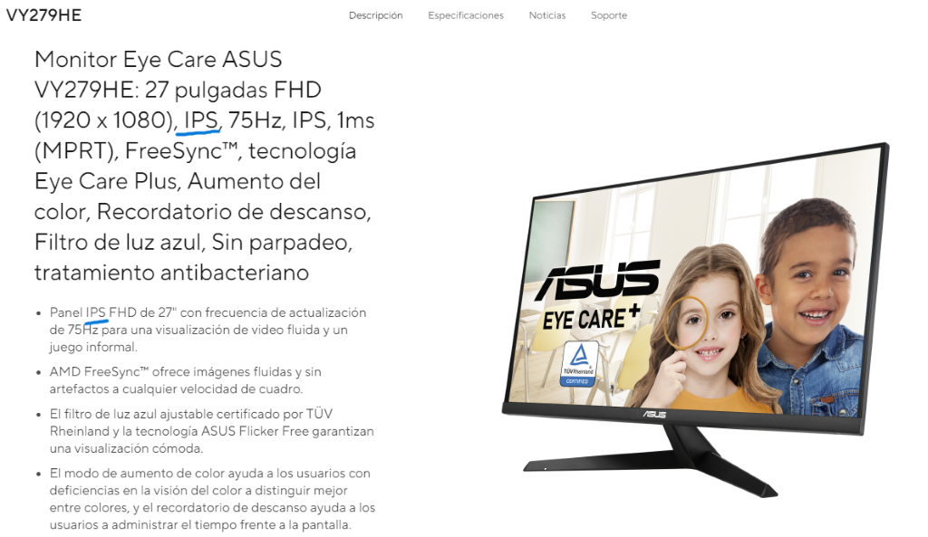 Imágenes 1: Hola. Según la pagina de Asus, sí es un panel IPS. 