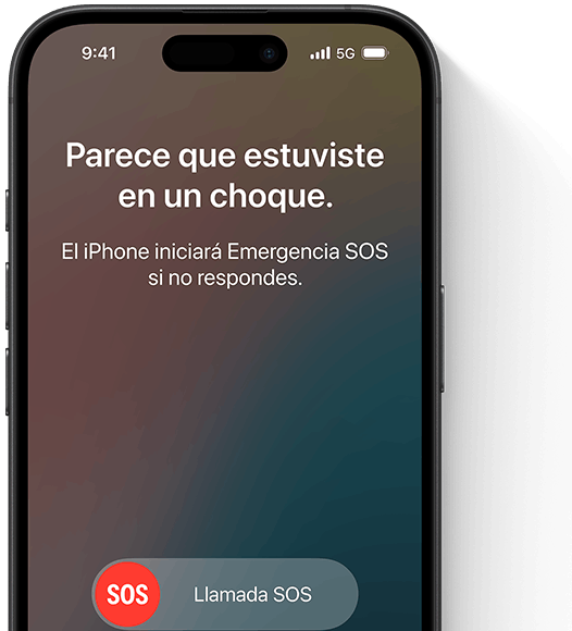 Una pantalla de iPhone muestra la interacción de Detección de Choques.