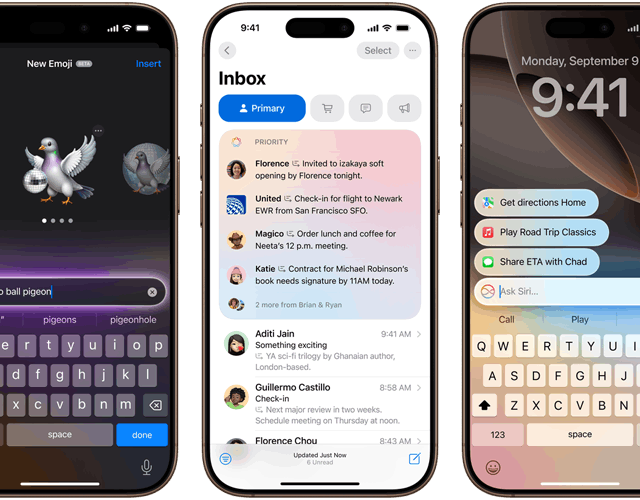 Capacidades de Apple Intelligence con Genmoji, Resumen y Escríbele a Siri en un iPhone 16 Pro