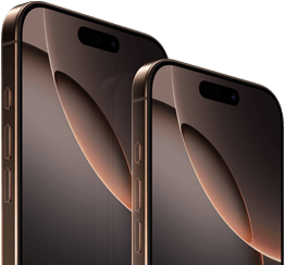 iPhone 16 Pro Max de 6.9 pulgadas y iPhone 16 Pro de 6.3 pulgadas, parte frontal, Botón de Acción, botones de volumen, Dynamic Island en el centro de la parte superior