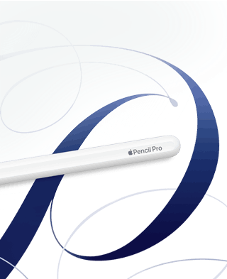 Vista de un Apple Pencil Pro apoyado sobre unos dibujos hechos a mano que muestra sus funcionalidades avanzadas de creatividad