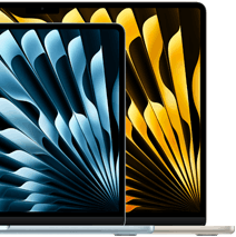 Dos MacBook Air que muestran el tamaño relativo de las pantallas: 13.6 pulgadas y 15.3 pulgadas, medidas en diagonal