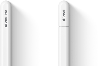 Un Apple Pencil Pro y un Apple Pencil (USB-C) uno al lado del otro