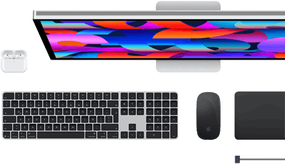 Accesorios para la Mac: AirPods, Studio Display, Magic Keyboard, Magic Mouse, Magic Trackpad, cable de carga MagSafe