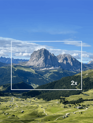 Un iPhone 15 con cámara gran angular de 48&nbsp;megapixeles muestra el zoom de&nbsp;2x