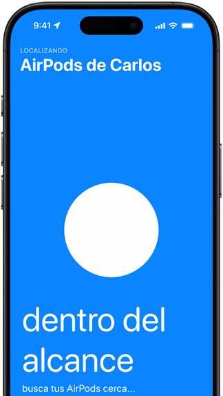Un iPhone, se muestra la app Encontrar para los AirPods