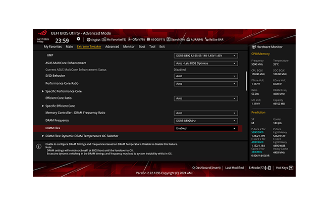 UI of DIMM FLEX