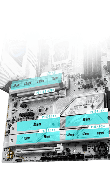 The Strix Z890-A PCIe 5.0 M.2 and expansion slot layout