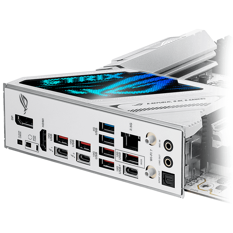 The Strix Z890-A features a USB 10Gbps rear I/O port with 30W charging.