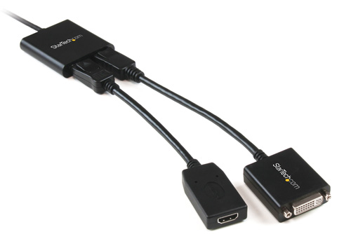 Concentrador MST con adaptadores de vídeo conectados